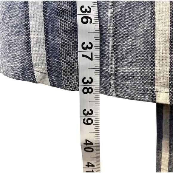 Mlle Gabrielle Blue Striped Belted Button Up Shirt Dress Coastal Minimalist - Picture 10 of 12